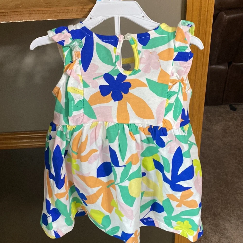 Carter’s floral cotton sleeveless dress with matching diaper cover size 6 months